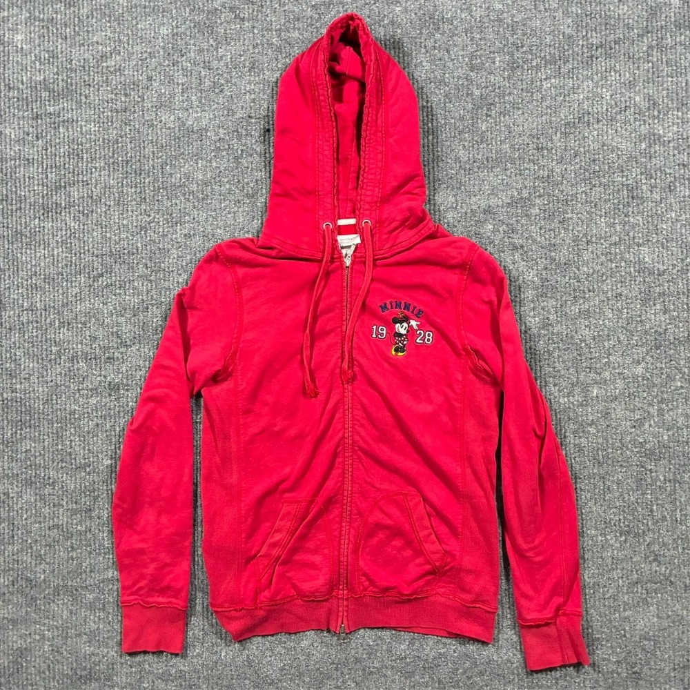 Disney Womens Minnie Mouse Hoodie Medium Red Full Zip Disney World 1928 Graphic